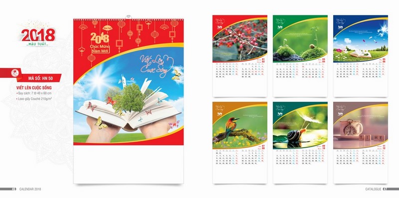 Mẫu lịch treo tường HN 2018